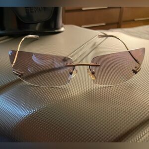 Genuine FENDI Rimless Shiney Bronze Sunglasses FS 258 with case, made in Italy